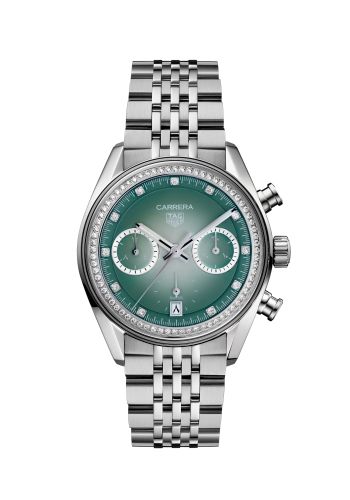 TAG Heuer Carrera Chronograph Glass Box Stainless Steel / Green - Diamond / Middle East Edition